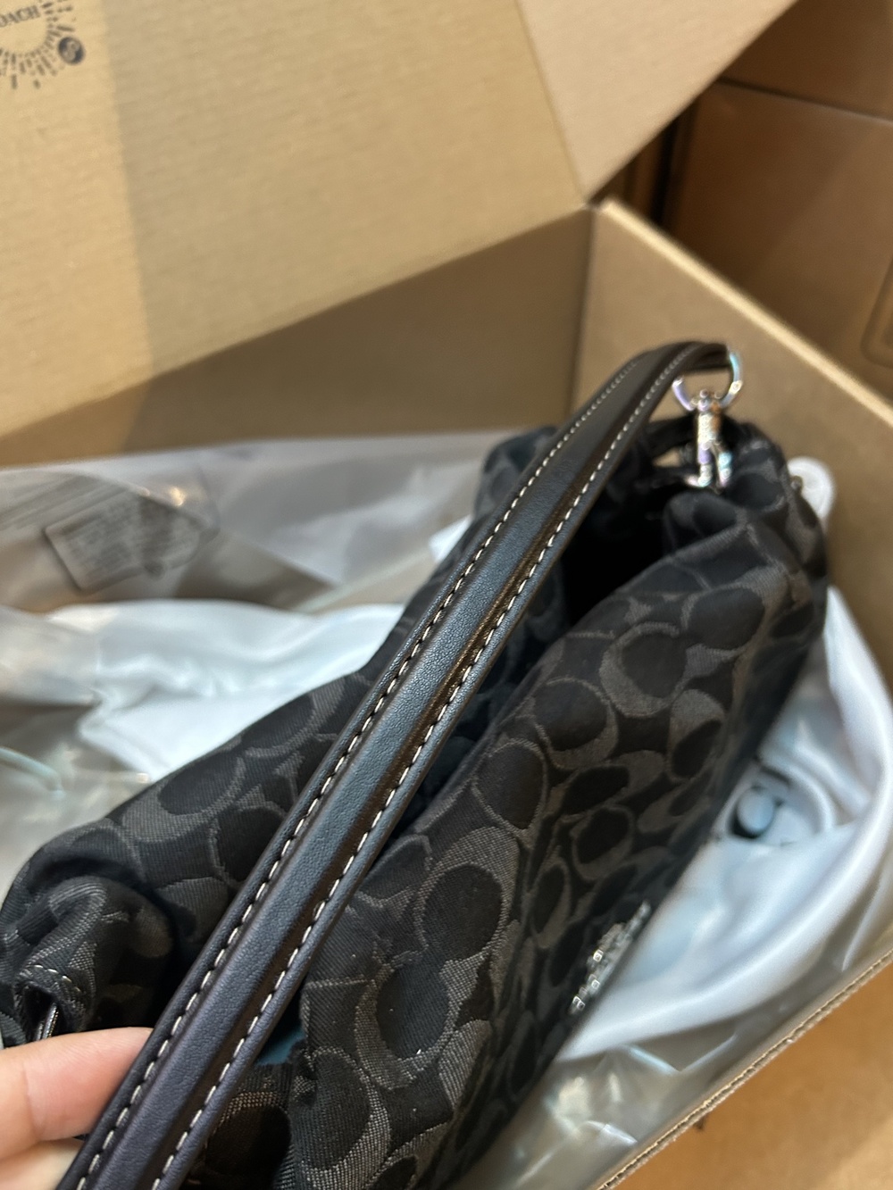 Coach Black Signature Denim Small Shoulder Underarm Bag - Picture 6 of 12